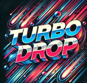 DALL·E 2024-08-17 05.42.20 - An image centered on the text 'TURBO DROP' in bold, high-energy typography. The background should be intense and dynamic, possibly with abstract eleme